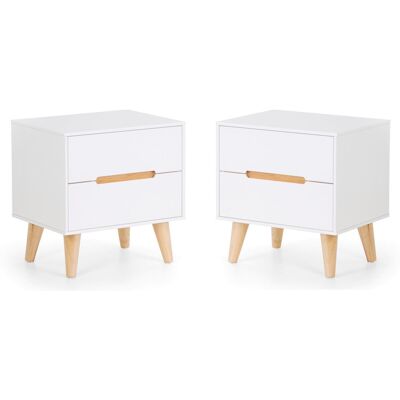 Hykkon Heriberto Alicia Manufactured Wood Bedside Table White 47cm H X 45cm W X 35cm D Hykkon Heriberto Alicia Manufactured Wood Bedside Table White 47cm H X 45cm W X 35cm D