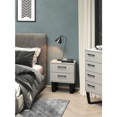 Ebern Designs Emmasofia 2 Drawer Bedside Cabinet, industrial design, End table, Side Table Grey 57cm H X 45cm W X 39.5cm D Ebern Designs Emmasofia 2 Drawer Bedside Cabinet, industrial design, End table, Side Table Grey 57cm H X 45cm W X 39.5cm D