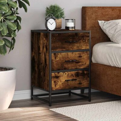 Union Rustic Bedside Cabinet 40X34.5X60 Cm Engineered Wood And Metal Smoked Oak 60cm H X 40cm W X 34.5cm D Union Rustic Bedside Cabinet 40X34.5X60 Cm Engineered Wood And Metal Smoked Oak 60cm H X 40cm W X 34.5cm D