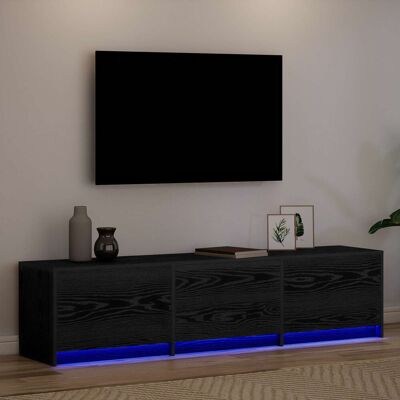 17 Stories TV Cabinet With LED With Drawer Engineered Wood Modern Storage Simple Black Oak 40cm H x 165cm L x 34cm W 17 Stories TV Cabinet With LED With Drawer Engineered Wood Modern Storage Simple Black Oak 40cm H x 165cm L x 34cm W