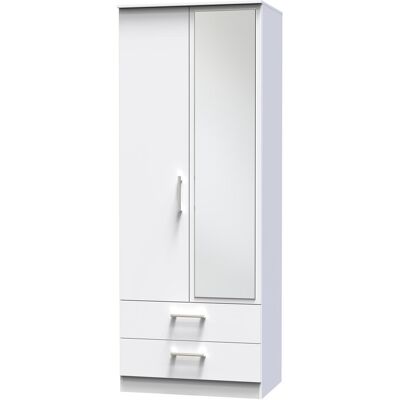 Latitude Run Beraud 2 Door 2 Drawer Mirrored Robe White Matt 196'' H x 74'' W x 53'' D Latitude Run Beraud 2 Door 2 Drawer Mirrored Robe White Matt 196'' H x 74'' W x 53'' D