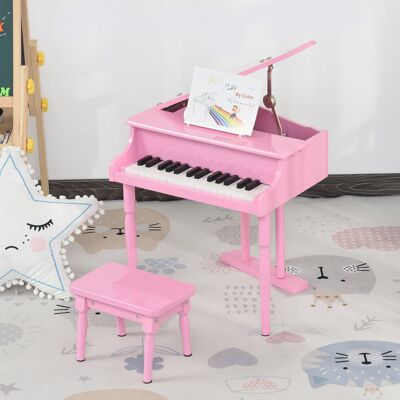 Zoomie Kids HOMCOM 30 Keys Mini Kids Piano with Music Stand and Bench Best Gifts Toy Pink 49cm H X 52cm L X 50cm D Zoomie Kids HOMCOM 30 Keys Mini Kids Piano with Music Stand and Bench Best Gifts Toy Pink 49cm H X 52cm L X 50cm D