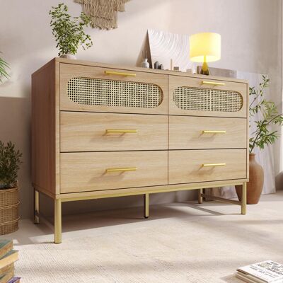 Bay Isle Home Rattan Sideboard With 6 Drawers Oak Brown 74cm H X 120cm W X 40cm D Bay Isle Home Rattan Sideboard With 6 Drawers Oak Brown 74cm H X 120cm W X 40cm D