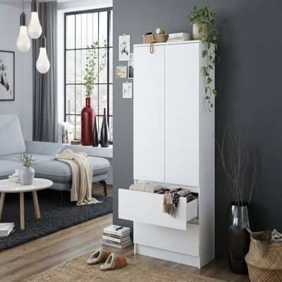 Latitude Run Croft Double Wardrobe with Drawers – 2 Door Bedroom Closet with Hanging Rail & Shelves (90 cm W x 50 cm D x 180 cm H) Chrome 180cm H X 90cm W X 50cm D Latitude Run Croft Double Wardrobe with Drawers – 2 Door Bedroom Closet with Hanging Rail & Shelves (90 cm W x 50 cm D x 180 cm H) Chrome 180cm H X 90cm W X 50cm D