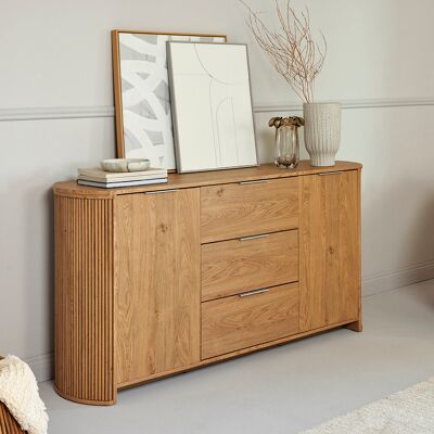 Union Rustic Morriston 160 3-Drawer Sideboard Montana Oak 80cm H X 160cm W X 39cm D Union Rustic Morriston 160 3-Drawer Sideboard Montana Oak 80cm H X 160cm W X 39cm D