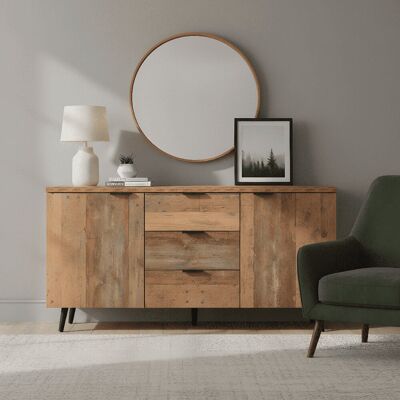 Natur Pur 140cm Wide 2 Doors and 3 Drawers Sideboard Brown 70cm H X 140cm W X 35cm D Natur Pur 140cm Wide 2 Doors and 3 Drawers Sideboard Brown 70cm H X 140cm W X 35cm D