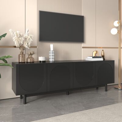 Metro Modern 175cm Tv Stand With Push-open Doors & Adjustable Shelves Black 70" Metro Modern 175cm Tv Stand With Push-open Doors & Adjustable Shelves Black 70"