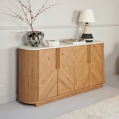 Natur Pur Stradbroke Sideboard SB 160 Montana Oak / White 80cm H X 159.5cm W X 39.6cm D Natur Pur Stradbroke Sideboard SB 160 Montana Oak / White 80cm H X 159.5cm W X 39.6cm D