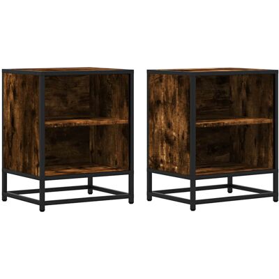 Union Rustic Bedside Cabinet 40X31x50 Cm Engineered Wood And Metal Smoked Oak 50cm H X 40cm W X 31cm D Union Rustic Bedside Cabinet 40X31x50 Cm Engineered Wood And Metal Smoked Oak 50cm H X 40cm W X 31cm D