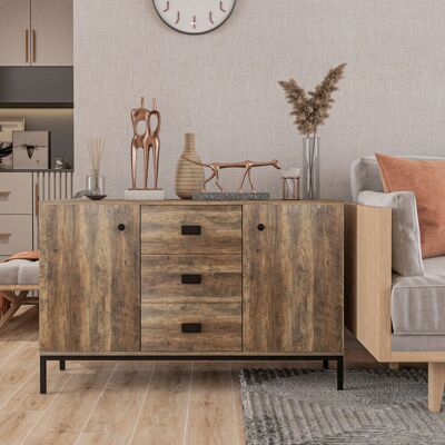 Alpen Home Melita 120 Cm Wide 3 Drawer Sideboard Black;Brown 77cm H X 120cm W X 39.5cm D Alpen Home Melita 120 Cm Wide 3 Drawer Sideboard Black;Brown 77cm H X 120cm W X 39.5cm D