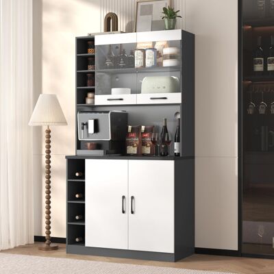 Latitude Run Led Display Cabinet With 4 Doors And Wine Racks White White/Black 187cm H X 100cm W X 47cm D Latitude Run Led Display Cabinet With 4 Doors And Wine Racks White White/Black 187cm H X 100cm W X 47cm D