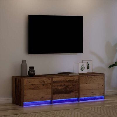 17 Stories TV Cabinet With LED With Drawer Engineered Wood Modern Storage Simple Old Wood 40cm H x 140cm L x 34cm W 17 Stories TV Cabinet With LED With Drawer Engineered Wood Modern Storage Simple Old Wood 40cm H x 140cm L x 34cm W
