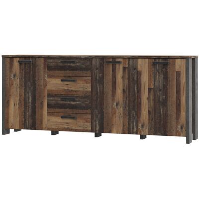 Mercury Lanham 4 Drawer 206.1Cm W Combi Chest Old - Vintage Wood With A Dark Gray Concrete Look 86.3cm H X 206.1cm W X 41.6cm D Mercury Lanham 4 Drawer 206.1Cm W Combi Chest Old - Vintage Wood With A Dark Gray Concrete Look 86.3cm H X 206.1cm W X 41.6cm D