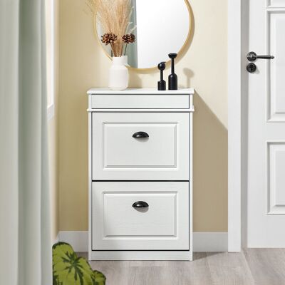 Marlow Home Co. Moriah 8 Pair Flip Down Shoe Storage White Vintage Wood Grain Effect/Black 8 Marlow Home Co. Moriah 8 Pair Flip Down Shoe Storage White Vintage Wood Grain Effect/Black 8