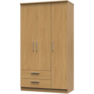 Latitude Run Borgeson Triple Wardrobe with 2 Drawers in Modern Oak Modern Oak 196cm H X 111cm W X 53cm D Latitude Run Borgeson Triple Wardrobe with 2 Drawers in Modern Oak Modern Oak 196cm H X 111cm W X 53cm D