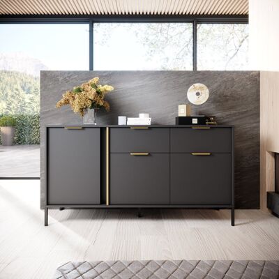 Latitude Run Marienville 153 Cm Wide 2 Drawer Sideboard Dark grey 82cm H X 153cm W X 40cm D Latitude Run Marienville 153 Cm Wide 2 Drawer Sideboard Dark grey 82cm H X 153cm W X 40cm D