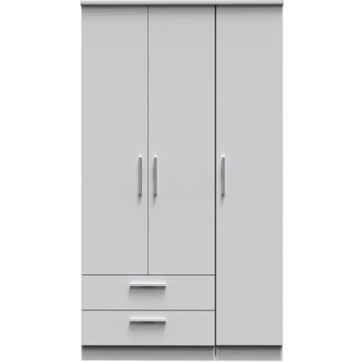 Latitude Run Borgeson Triple Wardrobe with 2 Drawers in Modern Oak Grey Matt 196cm H X 111cm W X 53cm D Latitude Run Borgeson Triple Wardrobe with 2 Drawers in Modern Oak Grey Matt 196cm H X 111cm W X 53cm D