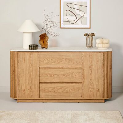 Natur Pur Beallsville Sideboard SB 160 Montana Oak / White 80cm H X 159.5cm W X 36.6cm D Natur Pur Beallsville Sideboard SB 160 Montana Oak / White 80cm H X 159.5cm W X 36.6cm D