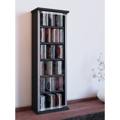 Media-Regal VCM Holz CD DVD Stand Regal Classic Glastür Schwarz - media storage cabinet Media-Regal VCM Holz CD DVD Stand Regal Classic Glastür Schwarz - media storage cabinet