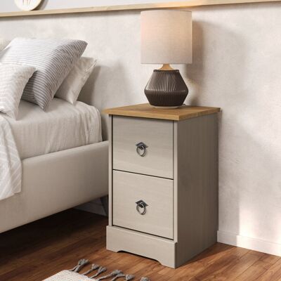 Brambly Cottage Prochniak 2-Drawer Compact Bedside Cabinet, Wax Finish, 35cm Brown;Grey 53.5cm H X 35cm W X 33cm D Brambly Cottage Prochniak 2-Drawer Compact Bedside Cabinet, Wax Finish, 35cm Brown;Grey 53.5cm H X 35cm W X 33cm D