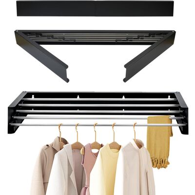 Symple Stuff Wall Mounted Drying Rack Black 10cm H X 100cm W X 51cm D Symple Stuff Wall Mounted Drying Rack Black 10cm H X 100cm W X 51cm D
