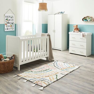 BabyMore Caro Mini 3-Piece Nursery Furniture Set White Wash 60 x 120 cm BabyMore Caro Mini 3-Piece Nursery Furniture Set White Wash 60 x 120 cm