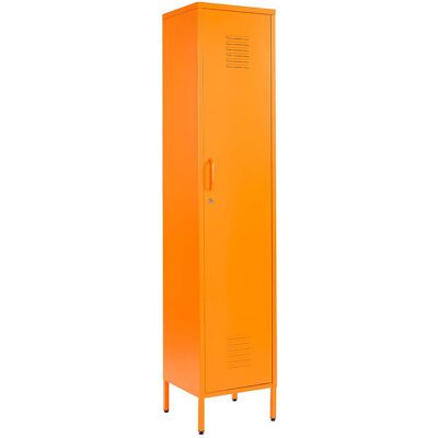 Borough Wharf Farranshane Metal Locker Industrial Retro Tall Slim Storage Shoe Chest Rack Orange 38.48cm W X 38.48cm D Borough Wharf Farranshane Metal Locker Industrial Retro Tall Slim Storage Shoe Chest Rack Orange 38.48cm W X 38.48cm D