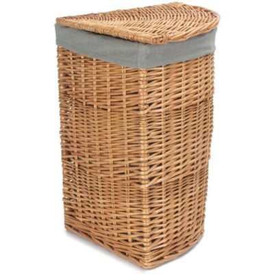 August Grove Wicker Lined Corner Laundry Bin Basket Light Steamed/Grey Sage Lining Small (50cm H x 33cm W x 33cm D) August Grove Wicker Lined Corner Laundry Bin Basket Light Steamed/Grey Sage Lining Small (50cm H x 33cm W x 33cm D)