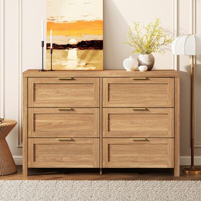 Latitude Run Allenside 6 - Drawer 120Cm W Double Dresser Natural Oak 80cm H X 120cm W X 39cm D Latitude Run Allenside 6 - Drawer 120Cm W Double Dresser Natural Oak 80cm H X 120cm W X 39cm D