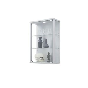 Ebern Designs Francetta Wall Mounted Curio Cabinet with Lighting gray 82.0 H x 56.0 W x 25.2 D cm