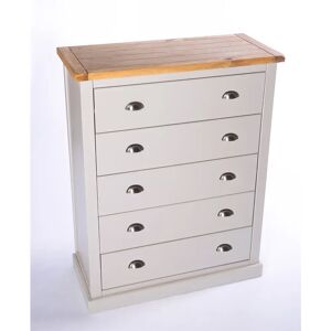 House of Hampton Keshawn 5 Drawer 90Cm Chest Of Drawers gray/white 115.0 H x 90.0 W x 40.0 D cm