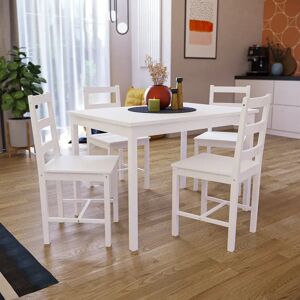 Wade Logan Orrstown 4 - Person Pine Solid Wood Dining Set white 73.0 H x 65.0 W x 108.0 D cm