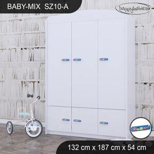 Happy Babies Baby 3 Door Wardrobe white/blue 187.0 H x 132.0 W x 54.0 D cm