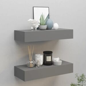 Ebern Designs Azarie 2 Piece Floating Shelf with Drawer gray 3.94 H x 23.6 W x 23.5 D cm
