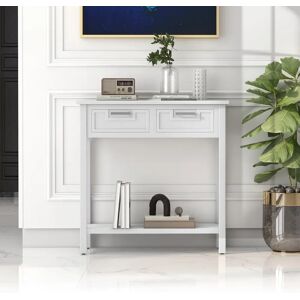 Marlow Home Co. Modern Console Table 2 Drawer W/shelf Dressing Table Hallway Hall Desk Furniture white 82.0 H x 80.0 W x 35.0 D cm