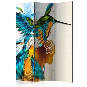 East Urban Home Room Divider - Bird''s Music [Room Dividers] blue/brown/green 172.0 H x 135.0 W x 3.0 D cm