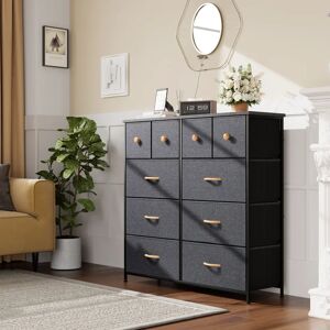 Ebern Designs Leibuy 10 Drawer 100cm W Steel Double Dresser black 98.0 H x 100.0 W x 30.0 D cm