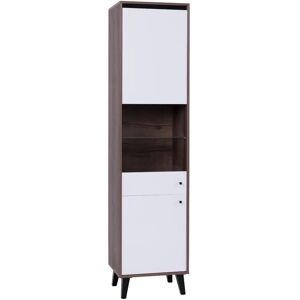 Ebern Designs Clelie Curio Cabinet with Lighting brown/white 206.0 H x 50.0 W x 40.0 D cm