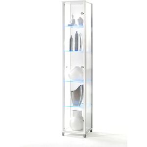 Ebern Designs Faryll Standard Curio Cabinet with Lighting brown/white 172.0 H x 29.0 W x 25.0 D cm