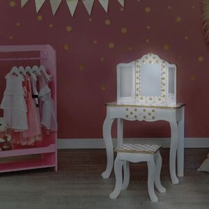 Teamson Kids Fantasy Fields - Fashion Polka Dot Prints Gisele Play Vanity Set with LED Mirror Light white/yellow 97.8 H x 59.7 W x 29.2 D cm