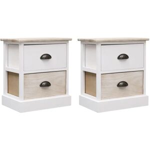 August Grove Almus 2 Drawer Bedside Table brown/white 45.0 H x 28.0 W x 38.0 D cm