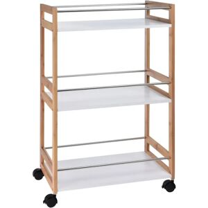 Rebrilliant Excellent Houseware Kitchen Trolley 51 x 30 x 80cm Bamboo Beige/White brown/white 80.0 H x 51.0 W x 30.0 D cm