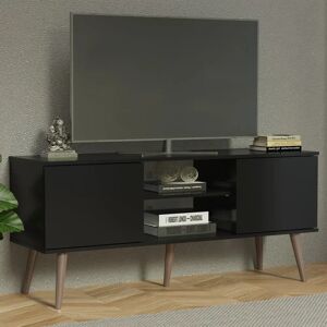 MADESA Modern Tv Stand With 2 Doors and 2 Shelves for TVs up to 55 Inches - 60 H x 38 D x 138 L cm black 60.0 H x 138.0 W x 38.0 D cm