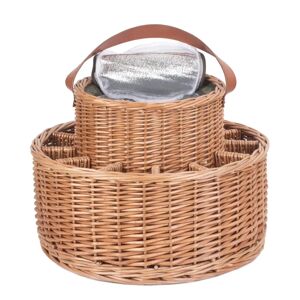 Union Rustic Wicker Garden Party Drinks Chilled Basket with Tweed effect Lining brown 21.0 H x 46.0 W x 46.0 D cm
