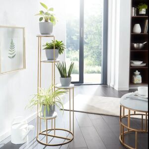 Canora Grey Plant Stand Real Marble White 36.5cm x 107.5cm x 36.5cm Free -standing flower stool with 4 shelves Large modern plant shelf white/yellow 107.5 H x 36.5 W x 36.5 D cm