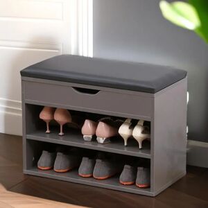 FURNOLD Entryway Shoe Storage Bench, Shoe Rack, Shoe Organiser, Hallway Furniture gray/black 45.0 H x 60.0 W x 30.0 D cm