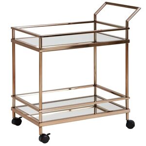 Canora Grey Skyla Kitchen Trolley with Glass Top gray/yellow 84.0 H x 65.0 W x 45.0 D cm