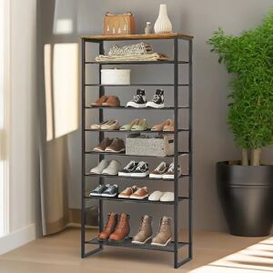 Borough Wharf Rustic 36 Pair Shoe Rack Storage Shelves Entryway Furniture black/brown 159.0 H x 75.0 W x 28.5 D cm