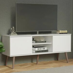 MADESA Modern Tv Stand With 2 Doors and 2 Shelves for TVs up to 55 Inches - 60 H x 38 D x 138 L cm white 60.0 H x 138.0 W x 38.0 D cm