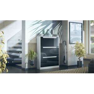 Corrigan Studio Aceto 24 Pair Shoe Storage Cabinet white/black 128.0 H x 89.0 W x 23.0 D cm